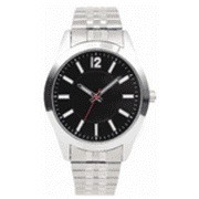George Men's Silver Round Case Expansion Bacelet Wristwatch