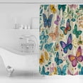 thumbnail image 4 of Extra Long Shower Curtain 72x96 Inch, Colorful Butterfly Shower Curtain Waterproof Bathroom Decor Retro Farmhouse Country Plants Fabric Bath Curtain Set Accessories with Hooks, 4 of 6