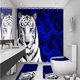 thumbnail image 1 of Cortinas de ducha con diseño de tigre al atardecer para baño, juego de baño con cortina de ducha y alfombras, tapa de inodoro, alfombrilla de baño, accesorios de cortina de ducha de tela suave con, 1 of 6