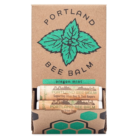 Bálsamo labial Portland Bee Balm, todo natural hecho a mano, a base de cera de abejas, menta de Oregón, 24 unidades