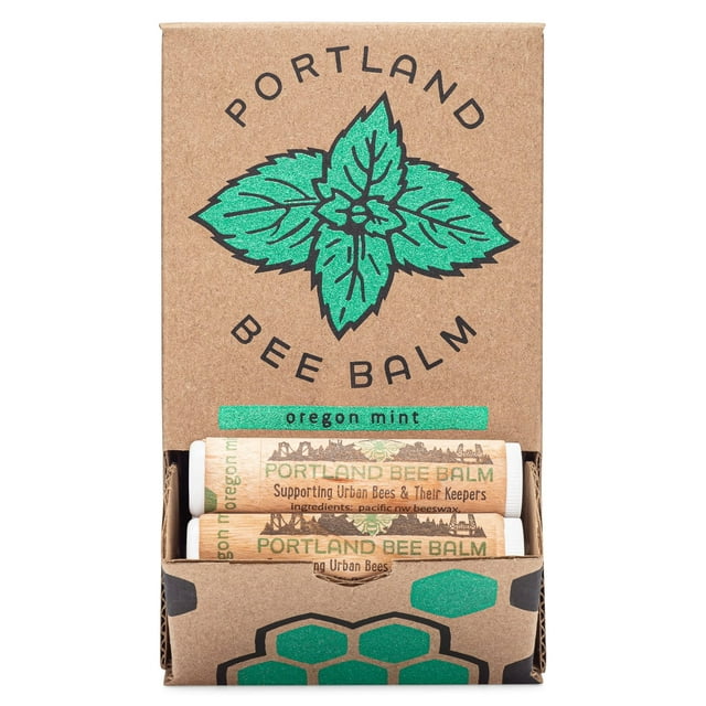 Bálsamo labial Portland Bee Balm, todo natural hecho a mano, a base de cera de abejas, menta de Oregón, 24 unidades