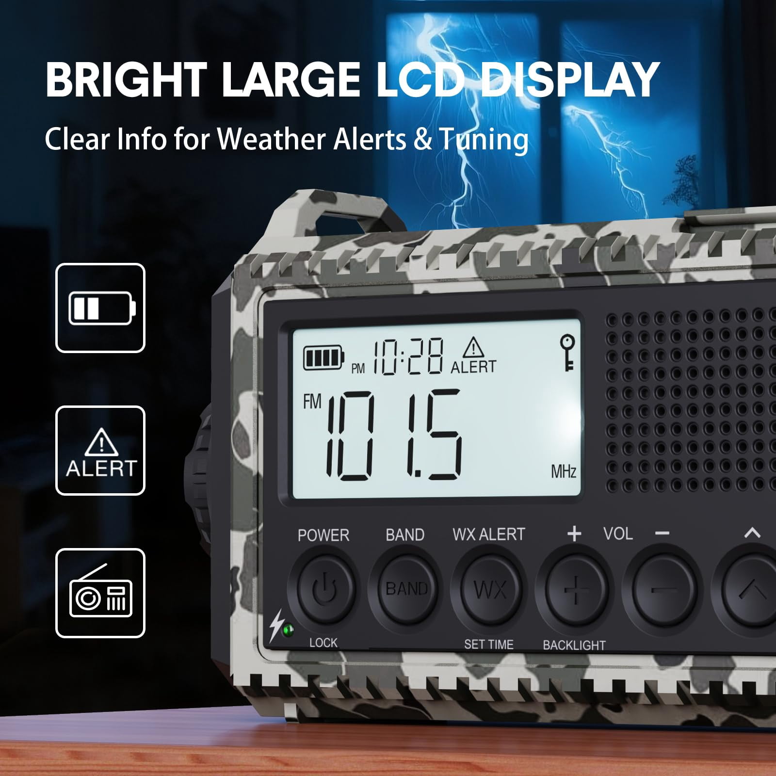 Emergency Radio 12000mah Auto Noaa Weather  Solar Hand Crank Portable Am/fm Shortwave With Rechargeable Flashlight Reading Lamp Sos Alarm For Indoor Outdoor Emergencies