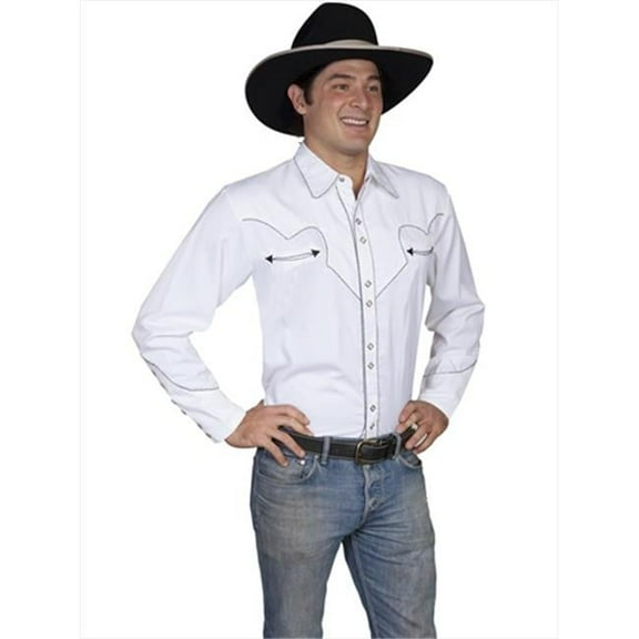 Scully Men's White Retro Western Shirt - P-726 White X-
