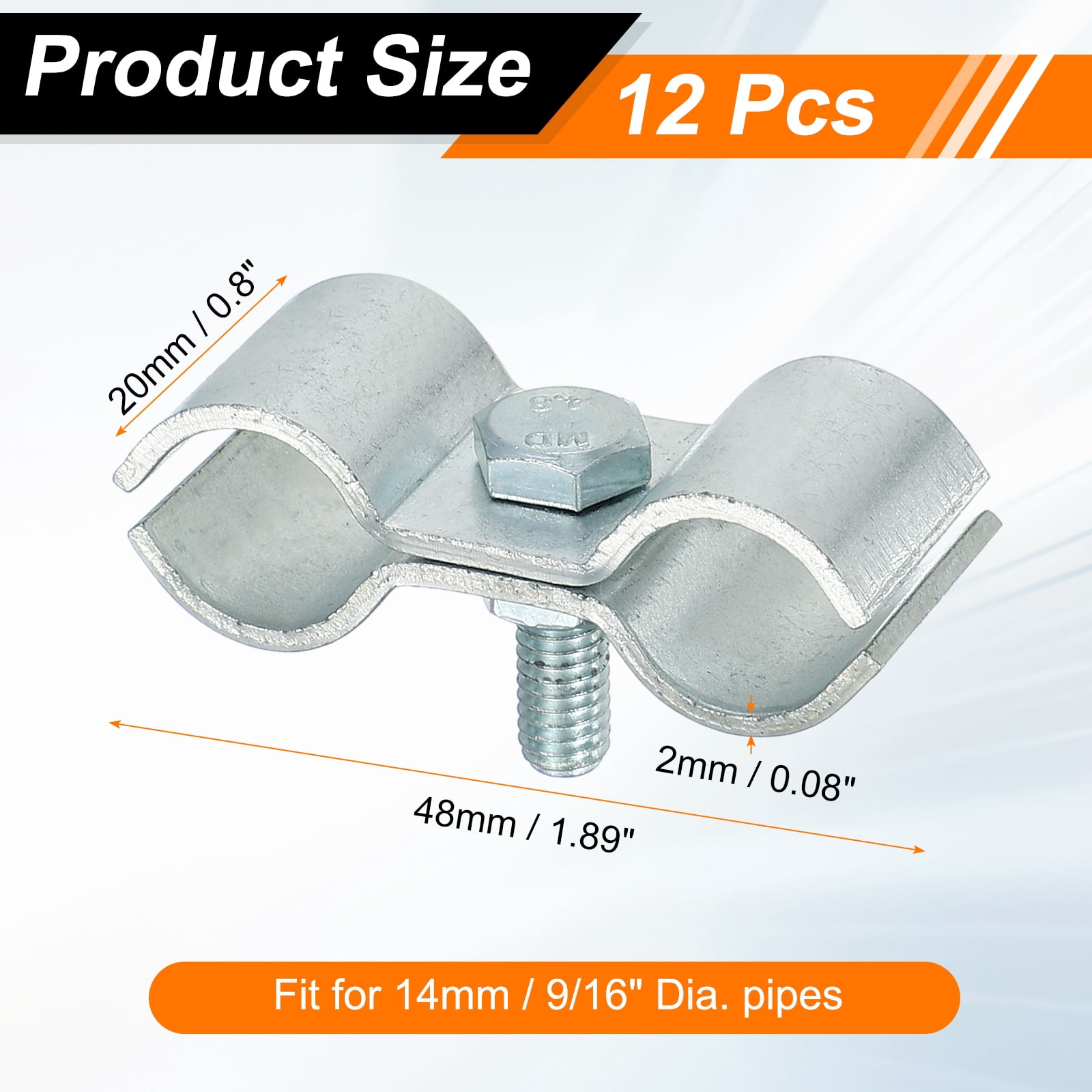 Uxcell 12pcs Chain Link Fence Panel Clamps 9/16" Galvanized Dog Kennel Clamps Fence Connector Temporary Dog Cage Hardware Parts with Bolts and Nuts for Round Pipe Panel Frame Cage