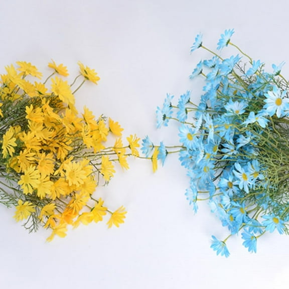 Artificial Flowers for Outdoors Garden,10 Pcs Silk Daisy, Artificial Gerber Daisy for Home Living Room Office, Fake Wildflowers Spring Faux Plants for Wedding Decorations (Blue)