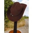 thumbnail image 7 of Spencer Western Cowboy Hat for Men Women Wide Brim Fedora Hat with Buckle Belt Fashion Vintage Jazz Cap, Coffee, 7 of 7