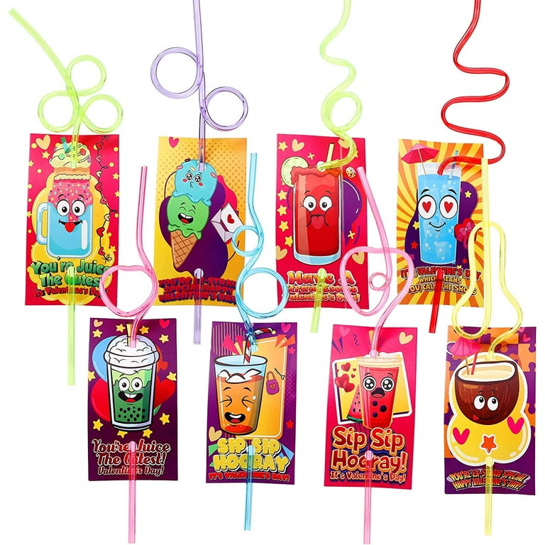 Valentines Day Gifts for Kids - 36 Pack Valentines Day Cards with Crazy  Loops Reusable Drinking Straws for Valentines Party Favor Supplies Exchange  Gift School Class Classroom Prizes Carnivals Party 