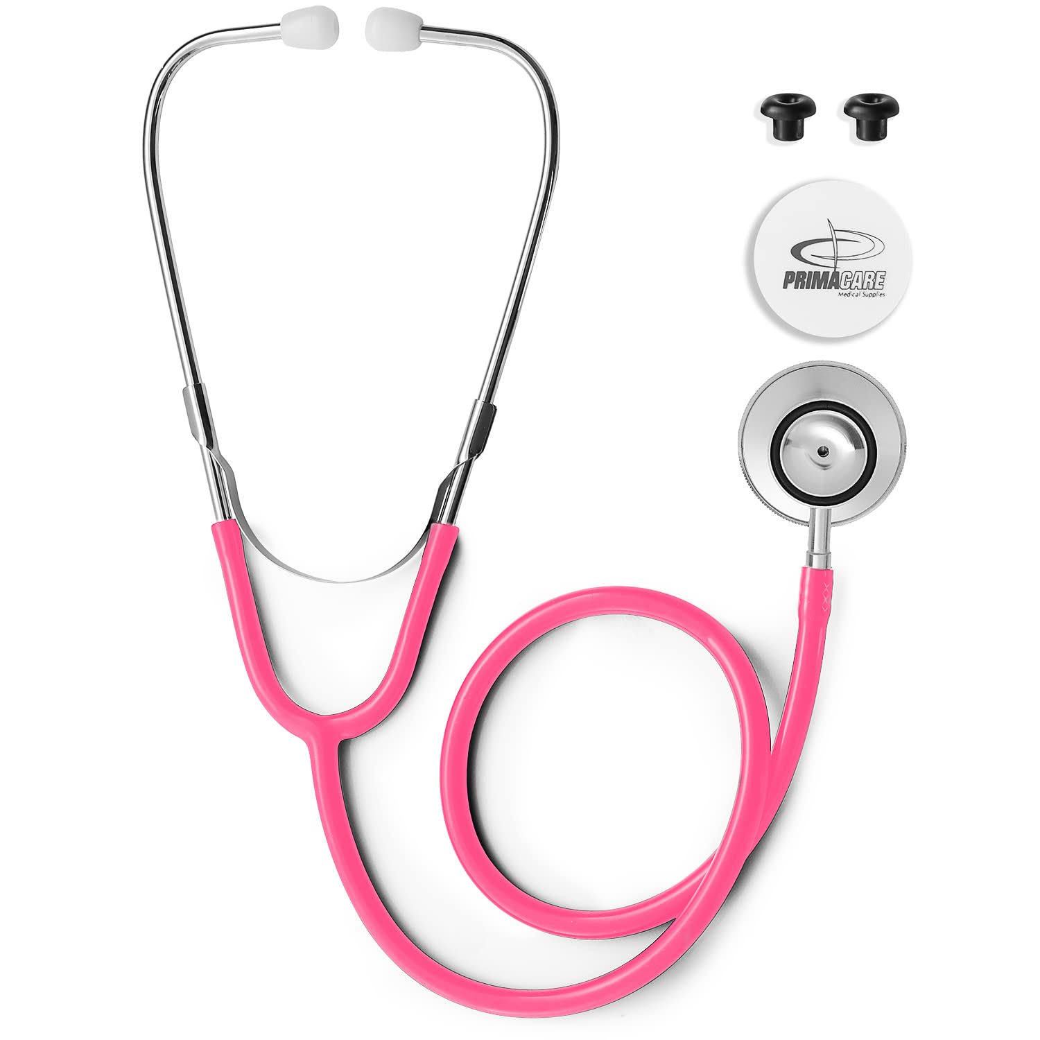 Primacare DS-9290-PK-3 Classic Series Adult Dual-Head Stethoscope, 22" Tubing Length, Pink, Pack of 3 Stethoscopes