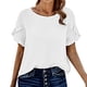 thumbnail image 1 of Gibobby Casual Playera de Manga Corta para Mujer Camiseta manga corta doble capa color sólido verano para mujer(Blanco,G), 1 of 5