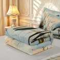 thumbnail image 6 of Erosebridal Dreamy Heron Bird Zipper Queen Comforter Set with Fitted Sheet and 2 Pillowcases,Retro Animals Zipper Bedding Set,Blue Green,Light Gray Reversible,4pcs, 6 of 8