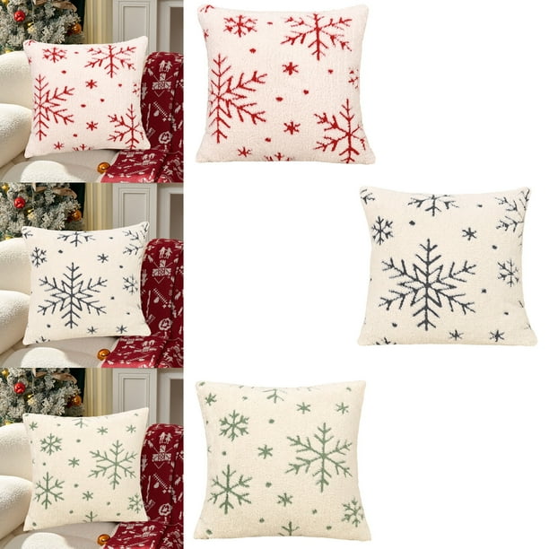 Almohada Navideña de Copo de Nieve de Terciopelo, Cojín para Sala de Estar, Sofá, Dormitorio, Decoración de Tela para El Hogar