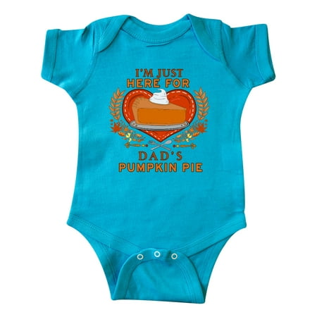 

Inktastic I m Just Here for Dad s Pumpkin Pie with Hearts and Leaves Gift Baby Boy or Baby Girl Bodysuit