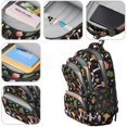 thumbnail image 4 of Mushroom and Fern Black Pattern Backpack for School, Cute School Bag with Adjustable Shoulder Straps and Padded Back, 16.9"x12.6"x5.9", 4 of 5