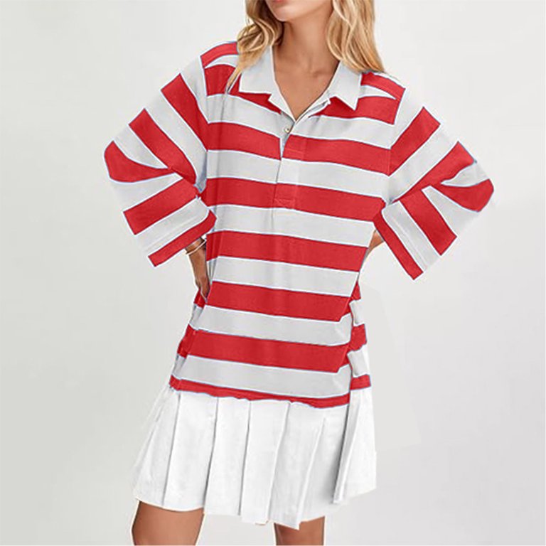 LbsKUS Clearance,Women's Striped Mini Dress Color Block Long Sleeve Stripe  Dress with Pockets Casual Pleated T Shirt Dresses(Red,Medium) - Walmart.com