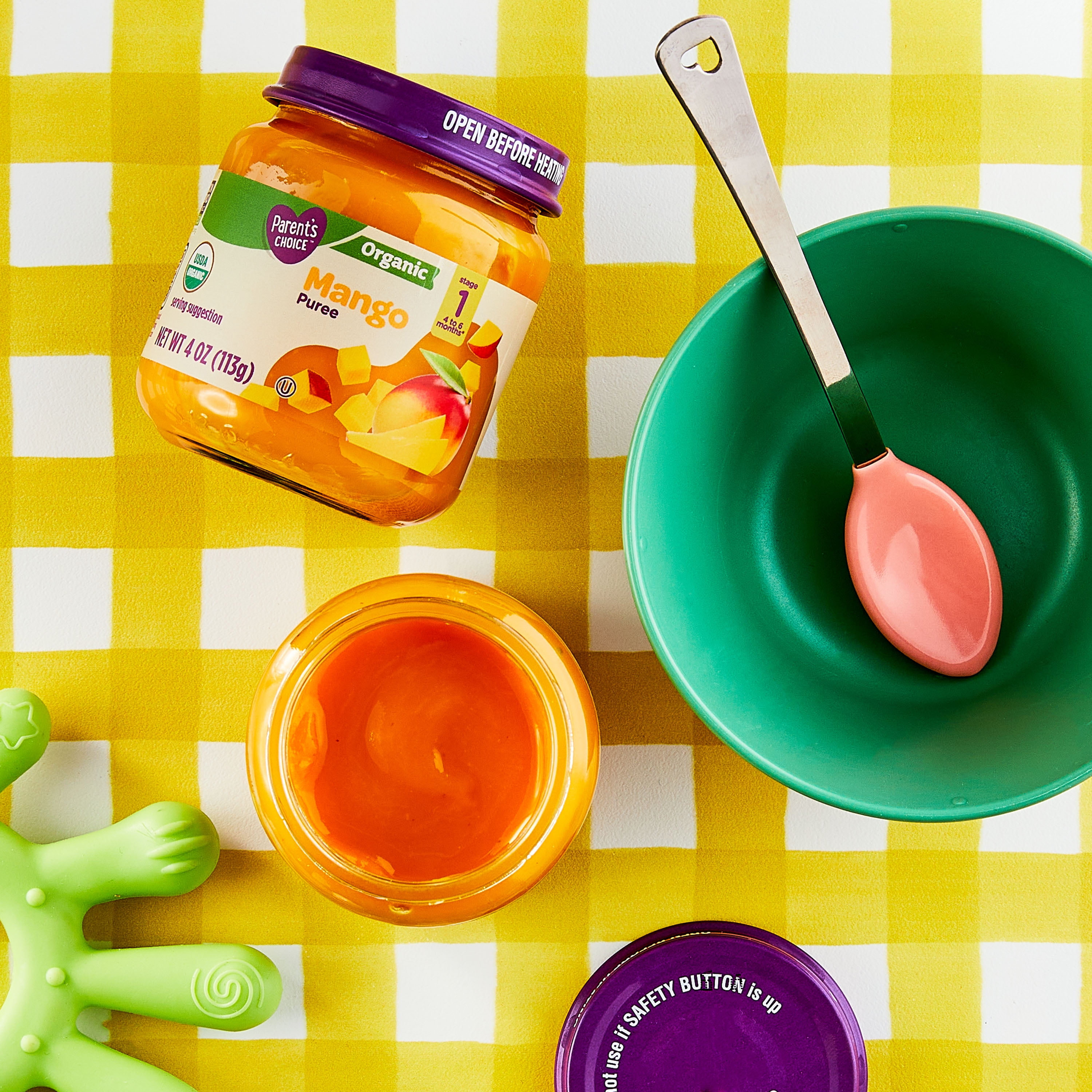 (3 pack) Parent's Choice Organic Stage 1 Baby Food Mango, 4 oz Jar