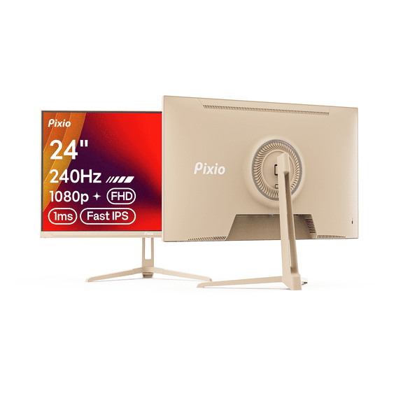 Pixio PX249 Wave Beige 24 inch 240Hz Refresh Rate FHD 1080p Resolution Fast IPS Panel 1ms GTG Response Time Built-in Speakers Gaming Monitor with Adaptive Sync