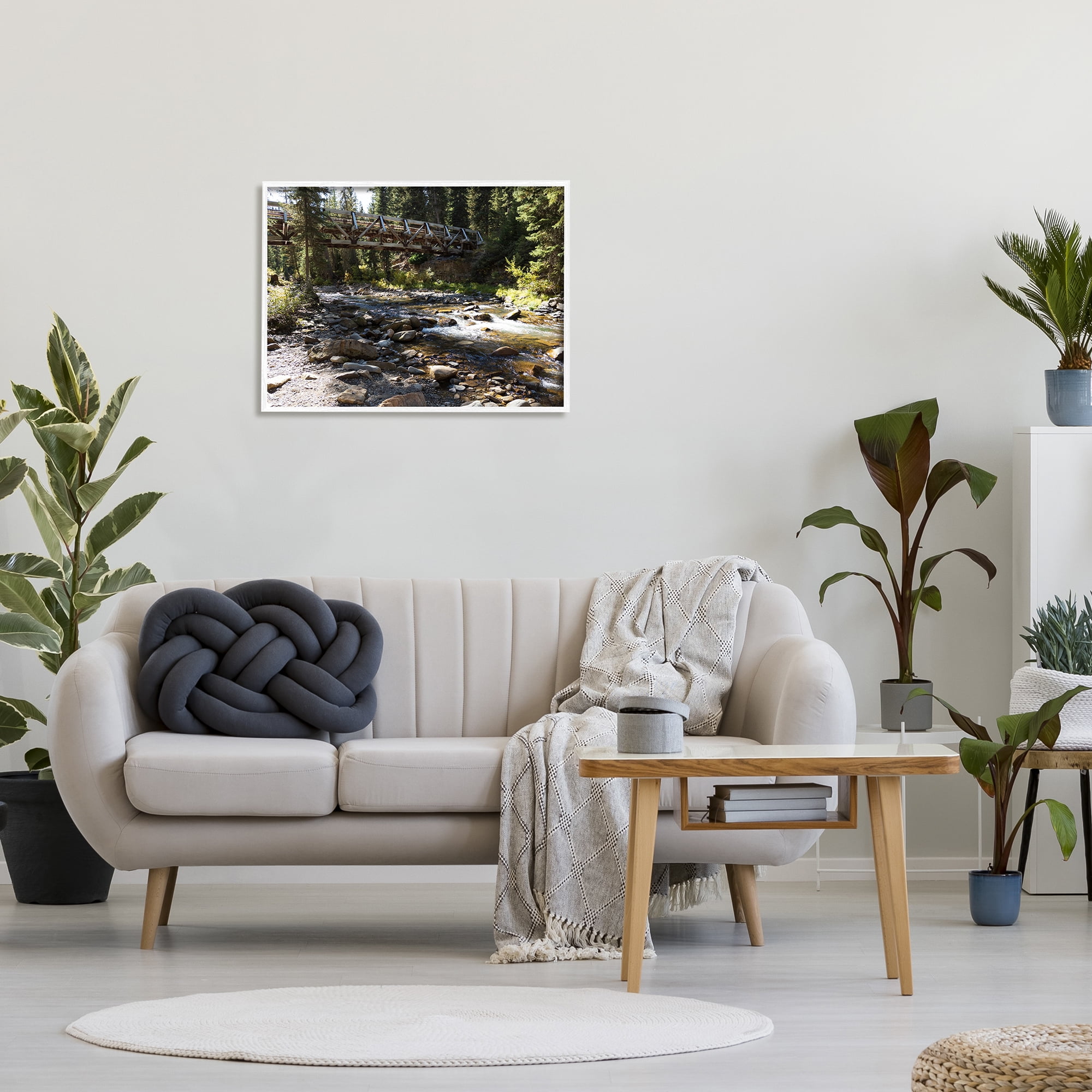 Stupell Bridge Over Babbling Brook Landscape Photography White Framed Art Print Wall Art