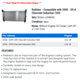thumbnail image 2 of Radiator - Compatible with 2000 - 2014 Chevy Suburban 1500 2001 2002 2003 2004 2005 2006 2007 2008 2009 2010 2011 2012 2013, 2 of 2