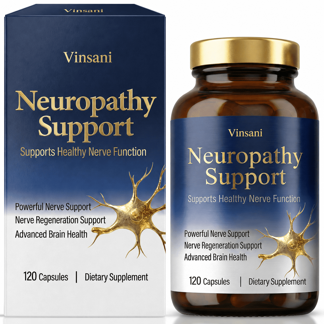 Nerve Health Support Dietary Supplement, 120 Capsules, Supports Healthy Nerve Function & Brain Wellness, Premium Formula