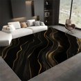 thumbnail image 2 of Living Room Area Rugs, Marble Smooth Curves Printed Design Carpet, Black Gold Washable Rectangle Rug, Soft Short Pile Carpet For Bedroom Dining Room Non-Slip Rug, 2 of 7
