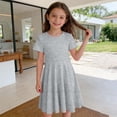 thumbnail image 5 of Fgnfyis Toddler Dress Short Sleeve Rib Knit Solid Color Casual Party Girls Toddler Kids Girls Summer Dresses Grey 4-5 Years, 5 of 6