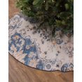 thumbnail image 2 of Vintage Blue Boho Christmas Tree Skirt 48 Inches Large Christmas Skirt Tree, Southwestern Ethnic Mexican Flowers Tree Skirt Christmas Decorations for Fireplace Party Holidays Indoor Outdoor, 2 of 7