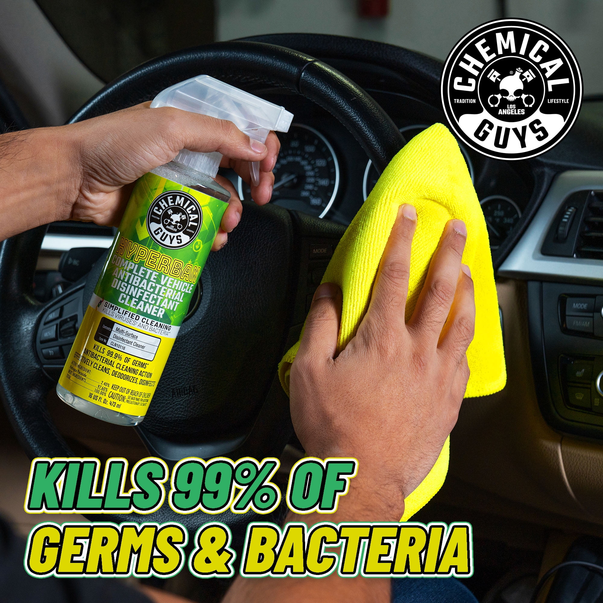 Chemical Guys HyperBan Complete Vehicle AB Disinfectant Cleaner - 16 oz.