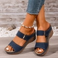 thumbnail image 5 of Navy Ladies Wedge Heel Sandals With Peep Toe And Open Toe For Spring And Summer Casual Comfortable Beach Slippers Thick Sole Size 41, 5 of 9