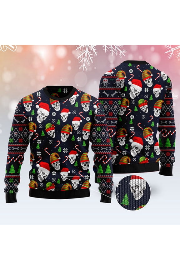 Skull Face 3D Christmas Sweater, Funny Xmas Sweater, Sweater Xmas