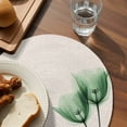 thumbnail image 3 of Green Floral Round 13 Inch Placemats Set of 4, Elegant Tulip Vintage Wildflower Plant HeatResistant Non Slip Place Mats for Dining Table, Wipeable Braided Kitchen Table Mats for Housewarming, 3 of 9