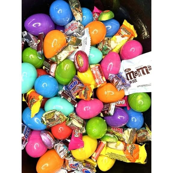 Pre Filled Chocolate Candy Plastic Easter Eggs with Free Unique Shopper Egg Token (100)