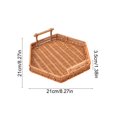 thumbnail image 4 of Imitation Rattan Plastic Storage Basket | Woven Fruit & Vegetable Basket with Handles | Multi-Purpose Kitchen & Living Room Organizer | 10.6" x 10.6" x 1.4", 4 of 7