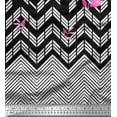 thumbnail image 3 of oneOone Cotton Jersey Black Fabric Leaves Chevron & Triangle Panel Dress Material Fabric Print Fabric By The Yard 58 Inch Wide, 3 of 3