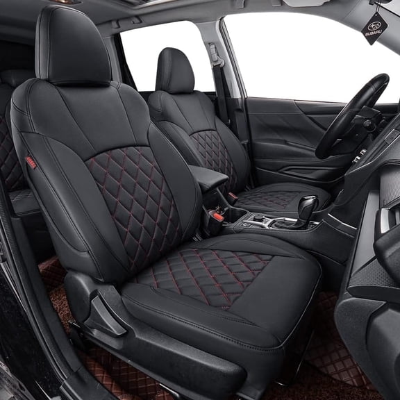 coverdream 2019-2024 Subaru Forester, Black, Leather, All-Weather Fabric, Front Seat Covers, 1 Piece