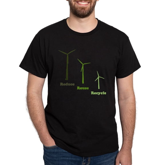 CafePress - Wind Energy 3R's Dark T Shirt - Men's Classic Graphic Cotton T-Shirt