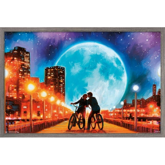 PD Moreno - Fine Art - Love by the Moon Wall Poster, 22.375" x 34", Framed