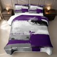 thumbnail image 2 of Erosebridal Purple Gray Quilt Full, Contemporary Brush Strokes Full Bedspread Sets, Gray Reversible 3-Piece 1 Coverlet and 2 Pillowcases, 2 of 7