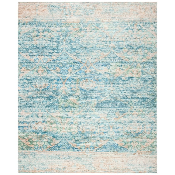 SAFAVIEH Saffron Candelario Floral Area Rug, Turquoise/Peach, 8' x 10'
