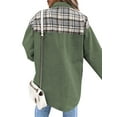 thumbnail image 5 of HUBERY Women Lapel Collar Plaid Spliced Long Sleeve Snap Button Pocket Jacket, 5 of 5