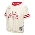 thumbnail image 4 of Women's Mitchell & Ness Cream Alabama Crimson Tide Cropped Ringer T-Shirt, 4 of 7