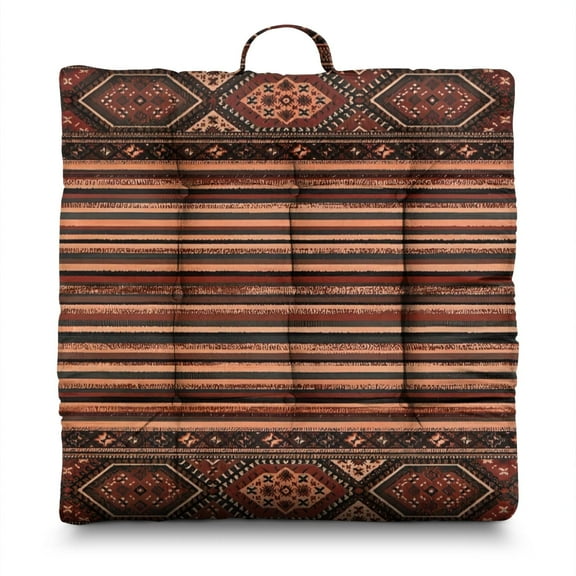 Bohemian Style Tatami Cushion 22x22 Inch Meditation Pillow, Colorful Geometric Print, Lightweight & Portable