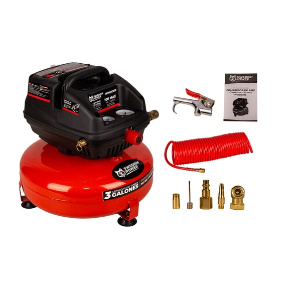 Mini Compresor De Aire Eléctrico 1/2 Hp 11 Litros C/Manguera y Soplador