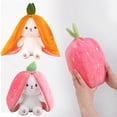thumbnail image 2 of 25cm Cute Strawberry Carrot Rabbit Plush Toy Stuffed Creative Into Fruit Transform Baby Cuddly Bunny Doll For Kid Birthday Gift, 2 of 5