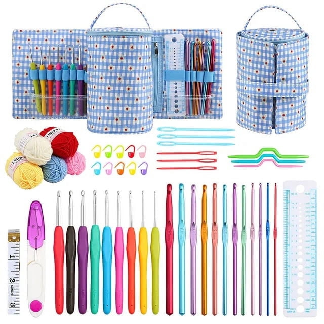 49Pcs Broken Flowers Crochet Set Zipper Hand Held Knitting Tool Essential Creative Tools For Beginners DIY Weaving Tools