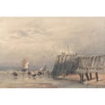 thumbnail image 3 of David Cox 14x11 Black Modern Framed Museum Art Print Titled - Sailing Barges and Shrimpers off a Pier (1832), 3 of 5