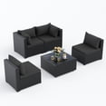 thumbnail image 2 of POTEBAN 5 Pieces Patio Conversation Set, Outdoor Black PE Wicker Sectional Sofa for Backyard Garden, Black, 2 of 9