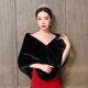thumbnail image 4 of Jumpingount Capa de invierno, transpirable, ligera, gruesa, accesorios de boda, capa larga elástica, abrigo nupcial elegante, capas suaves para Prendas y trajes de cuerpo completo Negro, 4 of 6