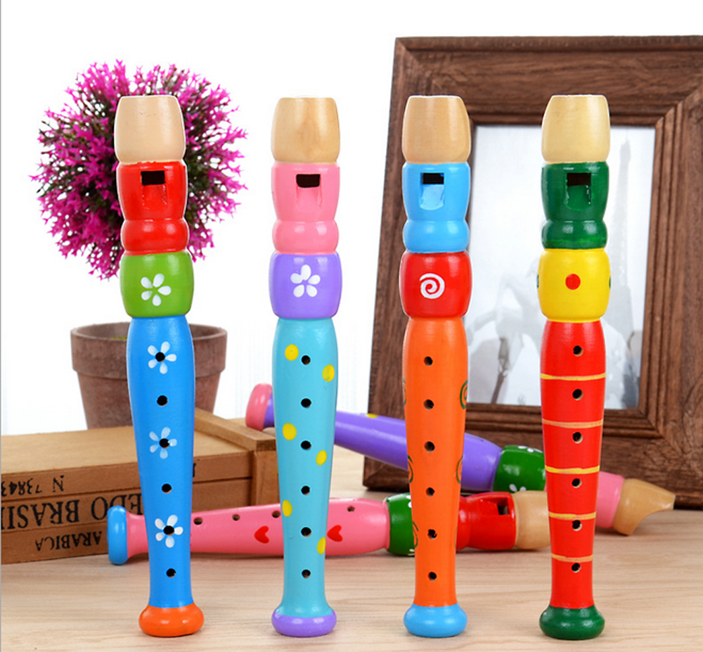 Colorful Wooden Trumpet Buglet Hooter Bugle Educational Toy Gift For Kids 