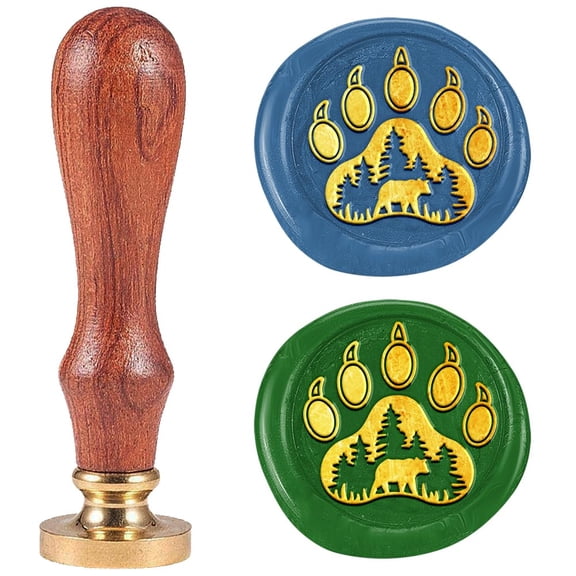 Wax Seal Stamp Set Sealing Wax Stamp Solid Brass Head Wood Handle Retro Brass Stamp Kit Removable for Envelopes Invitations Gift Card Octopus 83x22mm