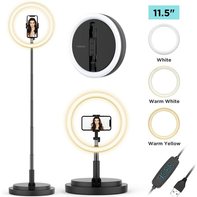 Foldable Selfie Ring Light, 11.5 "/ 29cm Ring Light Selfie Light Portable Live Light Dimmable Table Ring Light Led Ring Light With Stand & Mobile Phone Holder For Tiktok Youtube Makeup Online Lessons